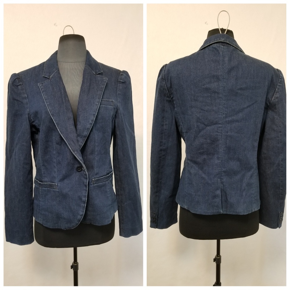 LL Bean Jean Jacket Blazer Blue Size 12